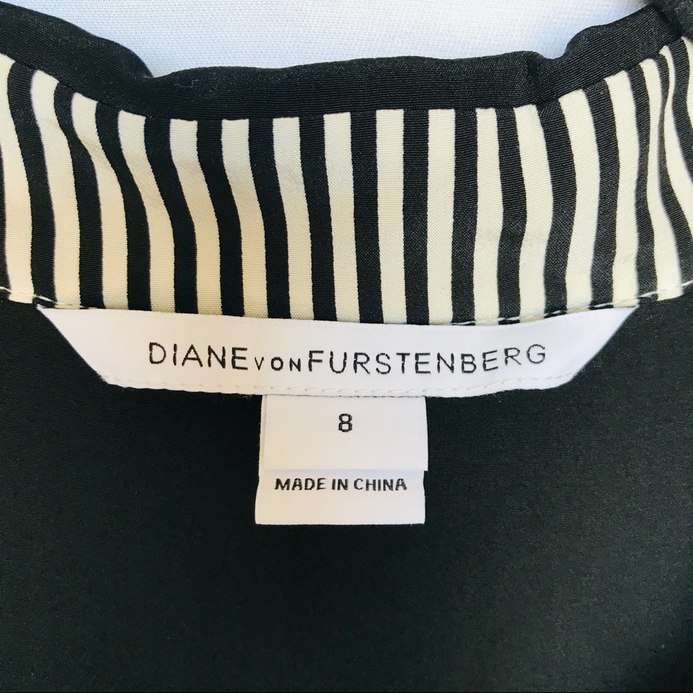 Diane Von Furstenberg DVF Black Collar Lorelei Long Sleeve Button Up Silk Blouse - Picture 3 of 15